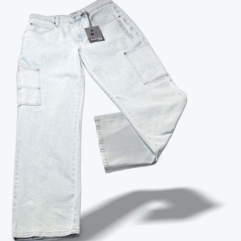 Wide Leg Denim Cargo Jeans Mens‎ 30X30 Utility Pants 8.75 in Leg Opening NWT